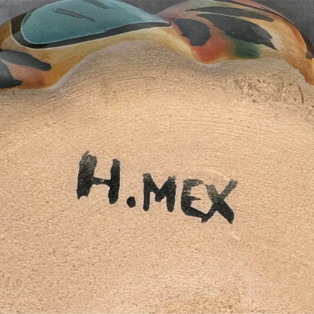 Hand Painted Ceramic Pumpkin Jack-O-Lantern H. MEX Mexican‎ Folk Art 7